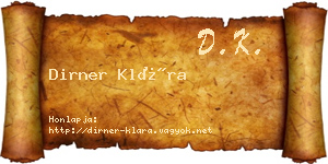 Dirner Klára névjegykártya